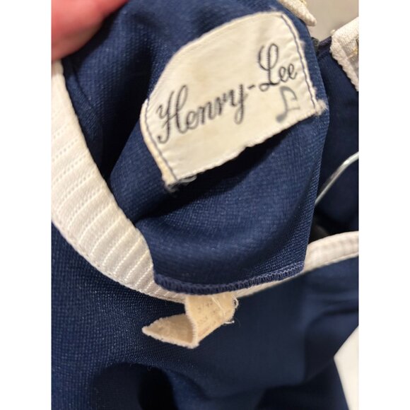 Vintage Henry-Lee Navy Short Sleeve Dress With Contrast Trim & Decorative Pocket - Picture 6 of 10